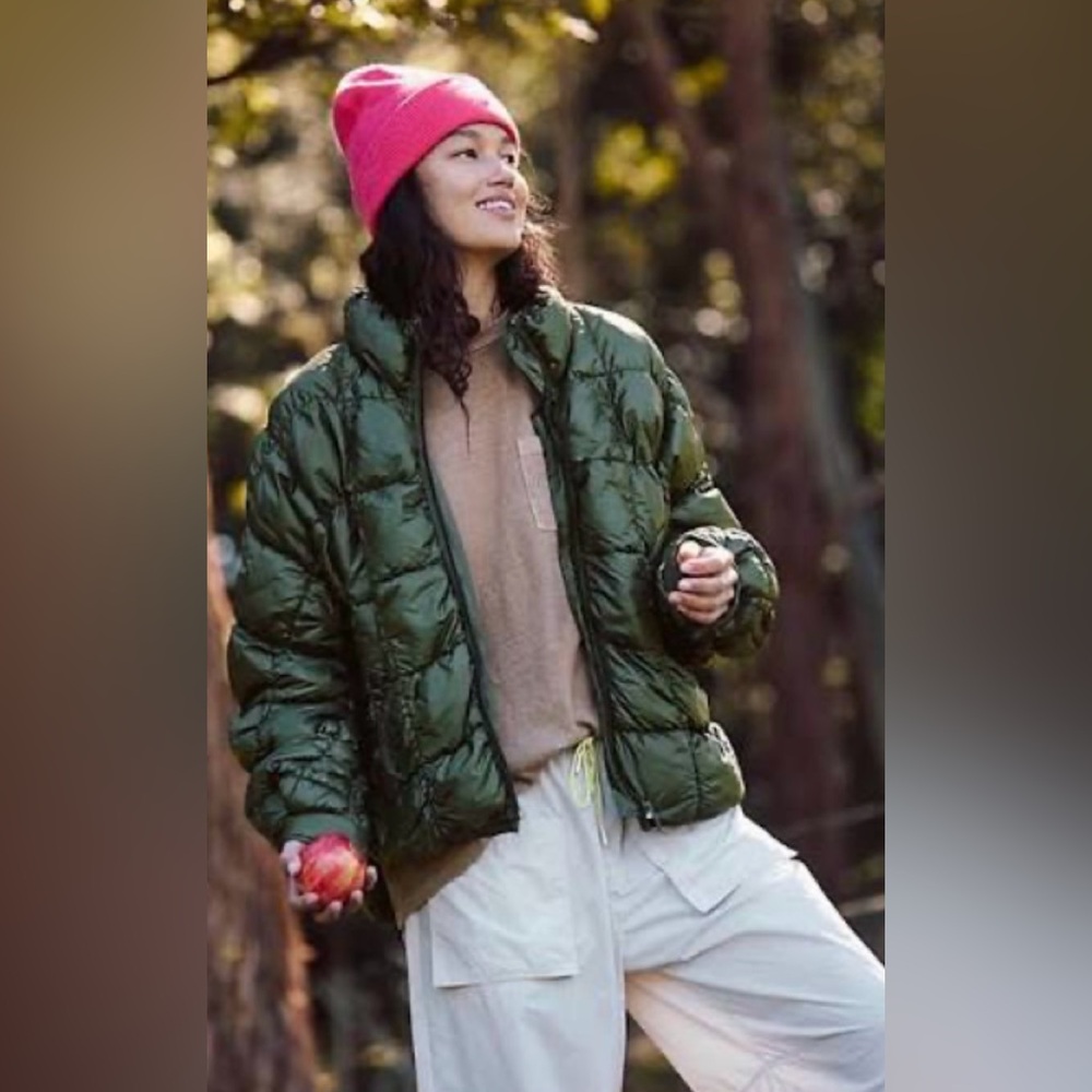Free People Olive Green Puffer Jacket